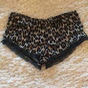 Animal Print Black Lace PJ Shorts